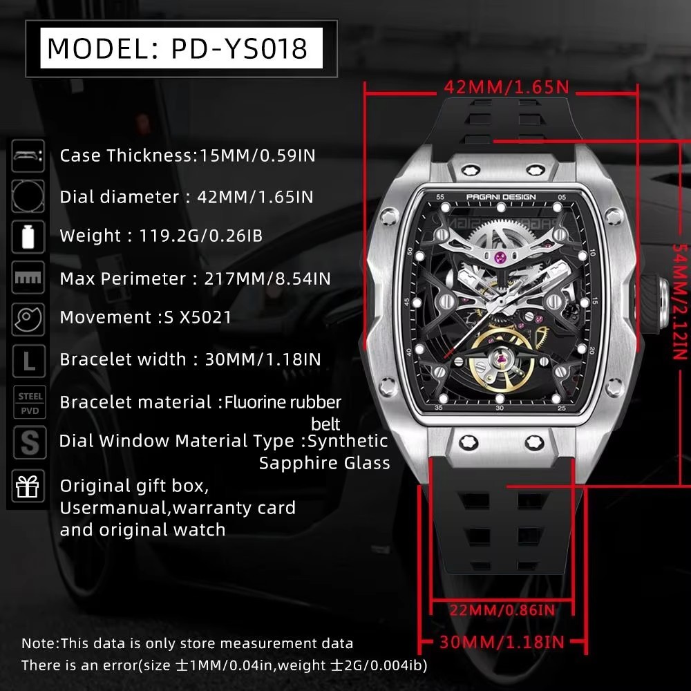 ⌚ PAGANI DESIGN Automatic Skeleton Watch Men’s Sapphire Crystal Stainless Steel