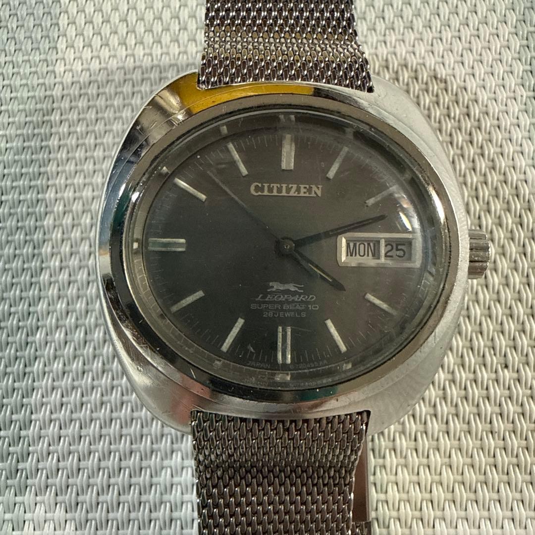 Citizen Leopard Automatic Wristwatch Oval Case Gray Dial Used Tested From Japan