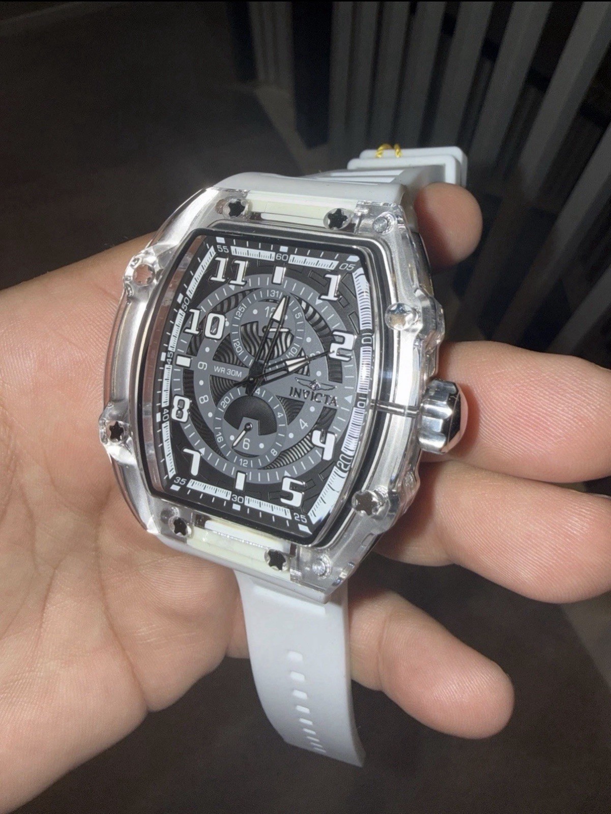 🔥 NEW!! Invicta Racing CYCLONE Men’s PODIUM WATCH 48.5mm Smoke Gray White 48447