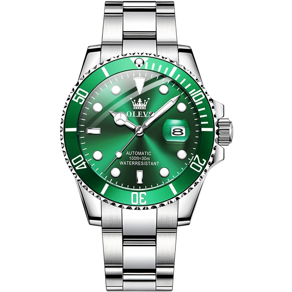 OLEVS 6638 Luxury Simple Business Water Resistant Green Black Chronograph Watch