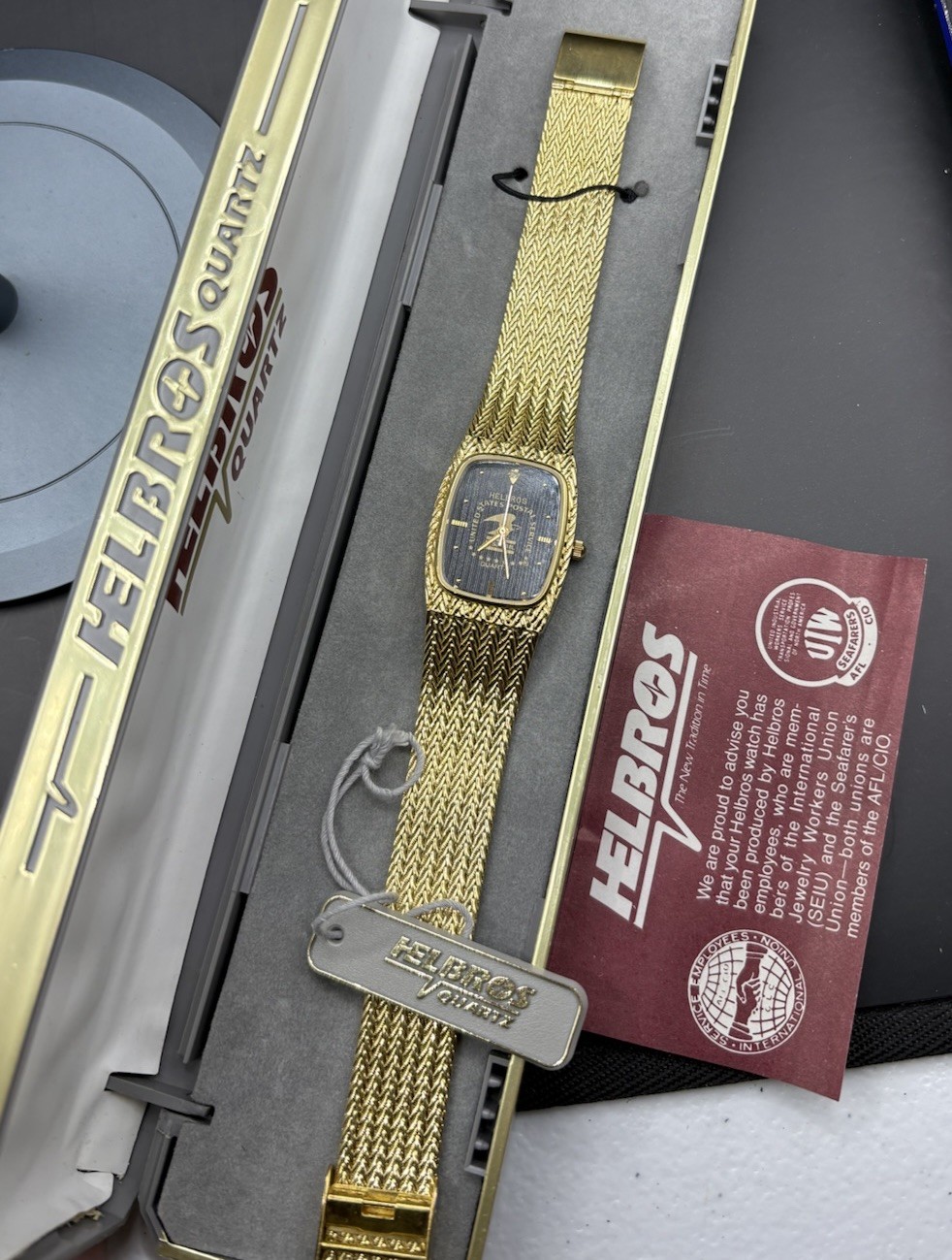 Vintage 1960s Helbros United States Postal Service Watch Rare in Box Gold Tone