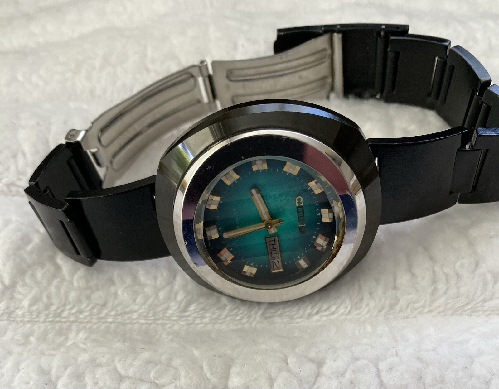Citizen Watch Automatic Emerald green Band is Small can be changed 1970s Rare