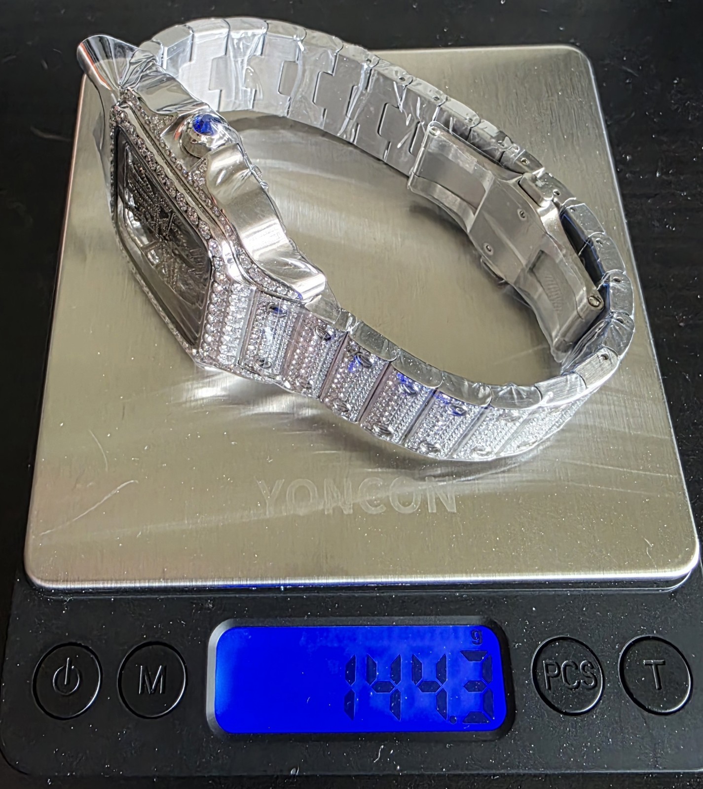 VVS Moissanite Skeleton Automatic Watch Stainless Steel Luxury New Silver/Clear