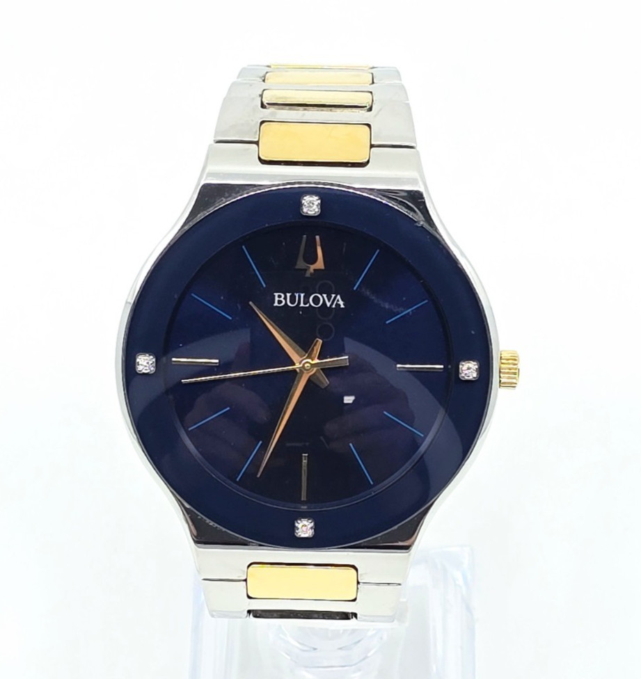 Bulova Men’s Futuro Two-Tone Blue Dial Stainless Steel 43mm Watch 98E117