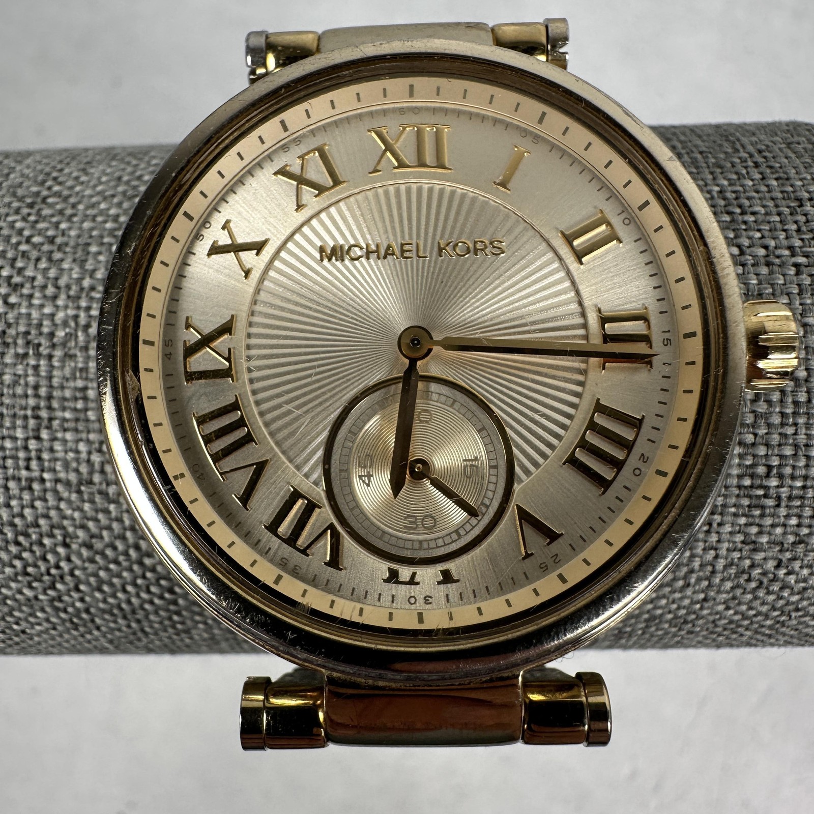 Michael Kors Watch Womens 40mm Champagne Dial Crystal Bezel Skylar Gold Tone