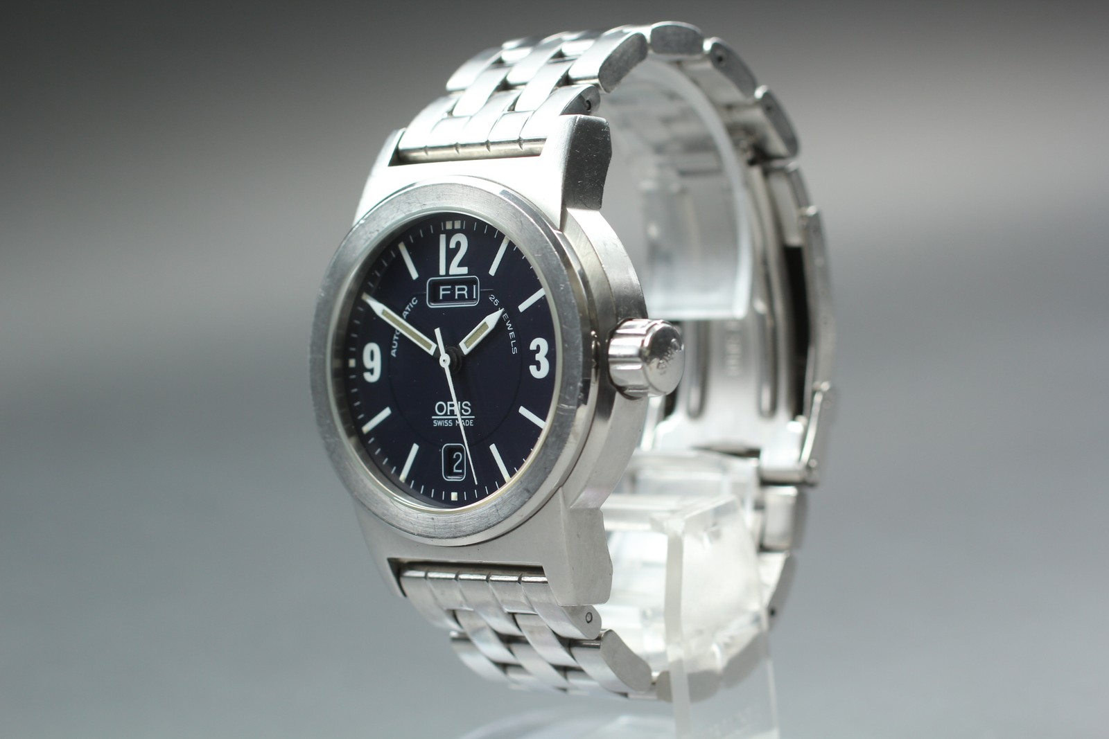 Vintage ORIS Big Crown 7500 Automatic Black Day/Date Boys Watch 40mm JAPAN