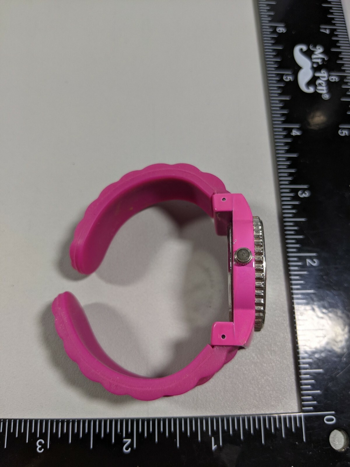 Avenue Pink Dial Crystal Accent Bezel Round Case 34.4 mm Open Cuff Band Watch