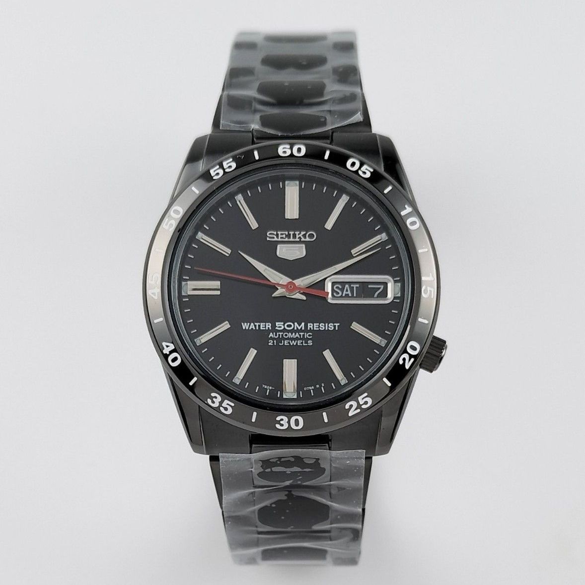 New With Overseas Reverse Import SEIKO5 Seiko Five IP Black Skeleton Day Date Au