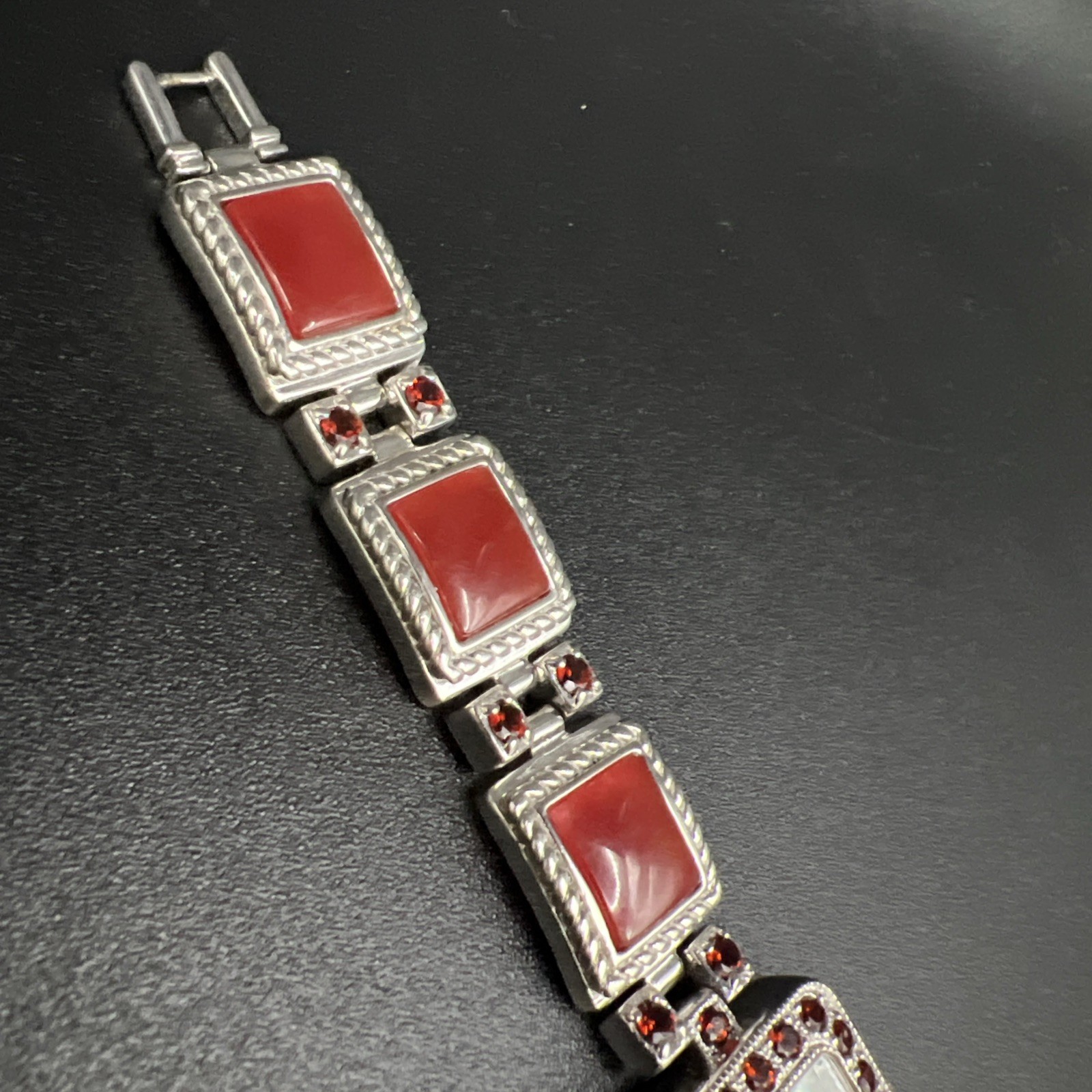 Vintage 2006 Gems 925 Solid Sterling Silver and Multi Gemstone Quartz Watch
