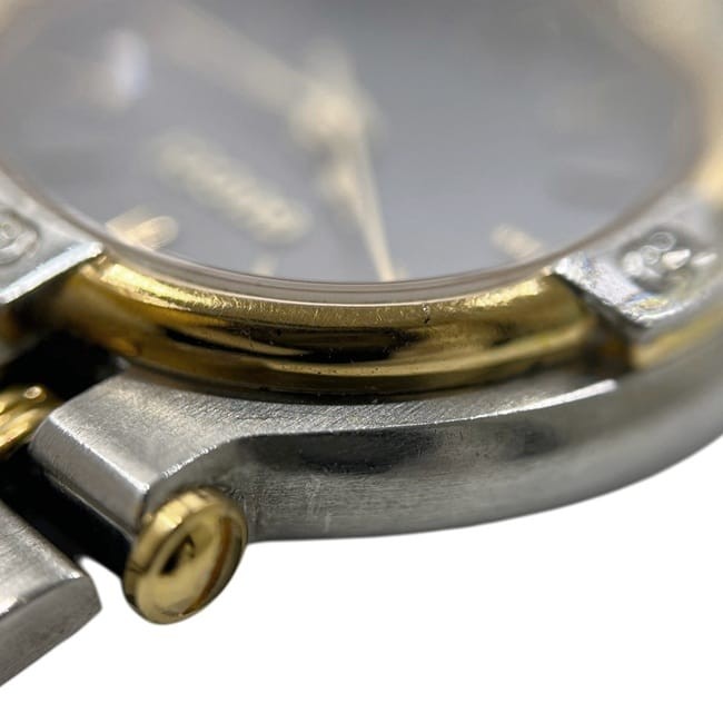 AUTHENTIC GUCCI 9000L Watch Gray Dial SS Quartz Silver Gold Used