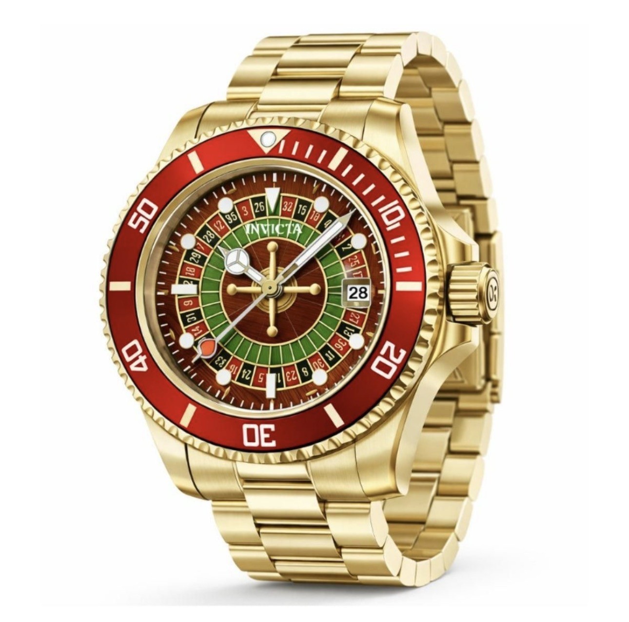 Invicta Pro Diver House of Cards Roulette Men’s Watch – 40mm, Gold(50520)