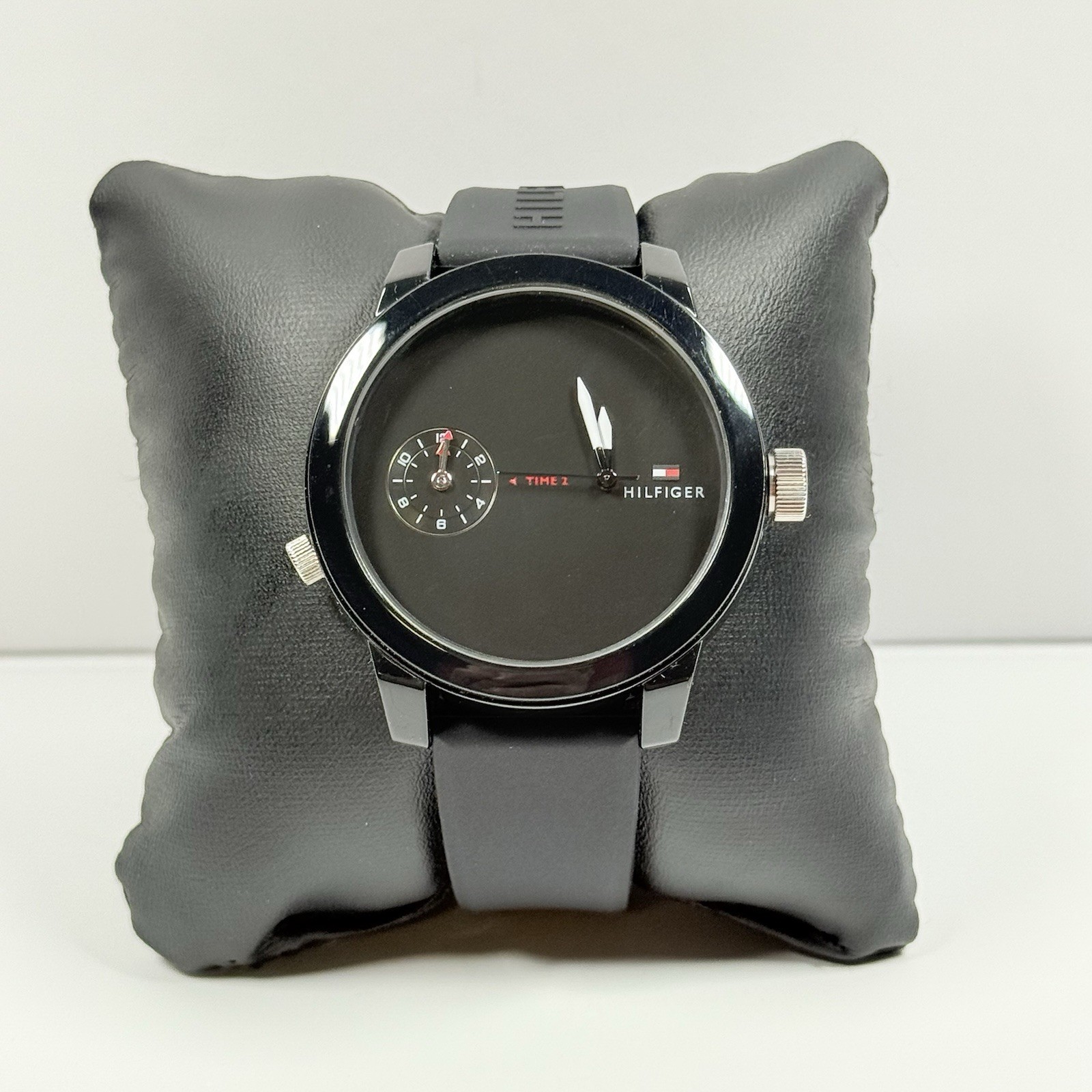 Tommy Hilfiger Denim Black Dial Silicone Band Men’s Watch 1791326