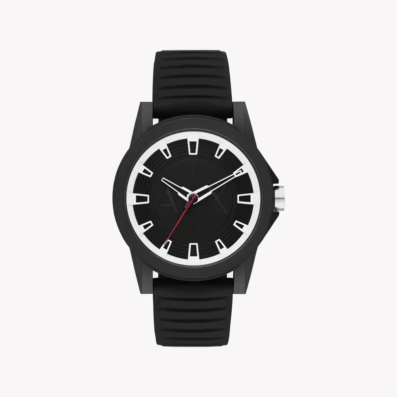 Armani Exchange Men’s Black Dial Black Silicone Quartz Watch 44mm AX2520