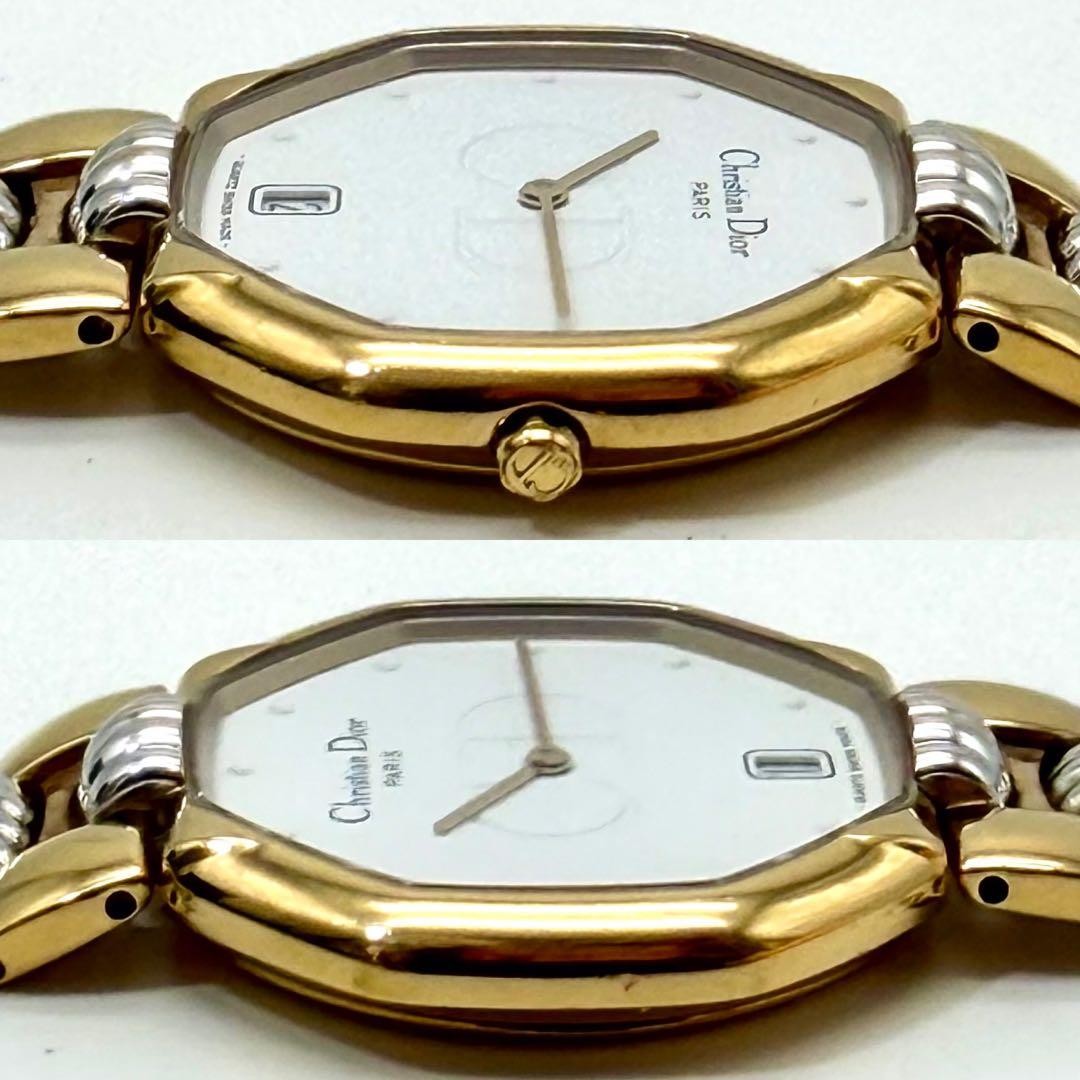 Christian Dior 45.134 Octagonal Gold Combi Date Quartz Watch Japan 0713270