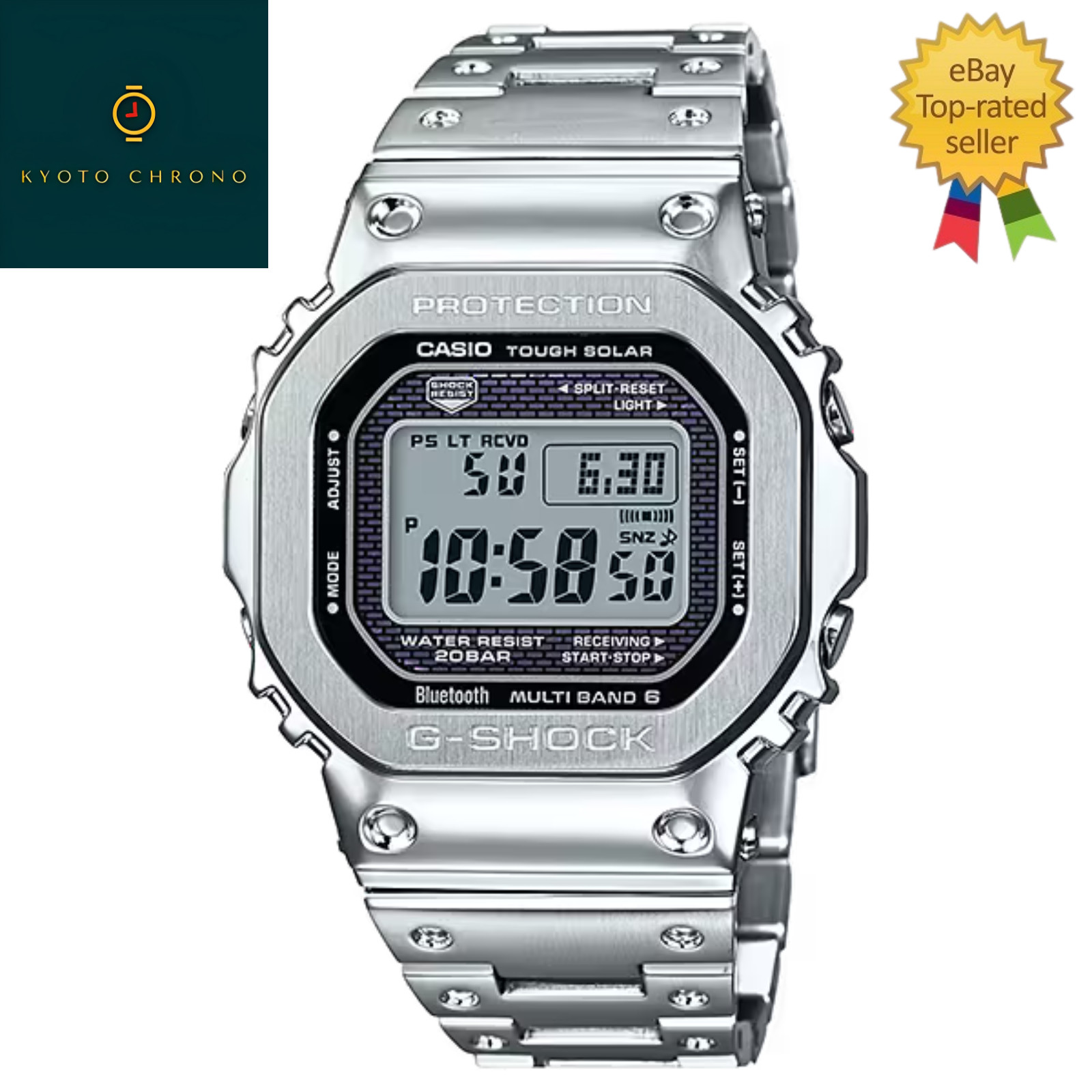 NEW CASIO G-SHOCK GMW-B5000D-1JF Silver Stainless Steel Bluetooth Men’s Watch