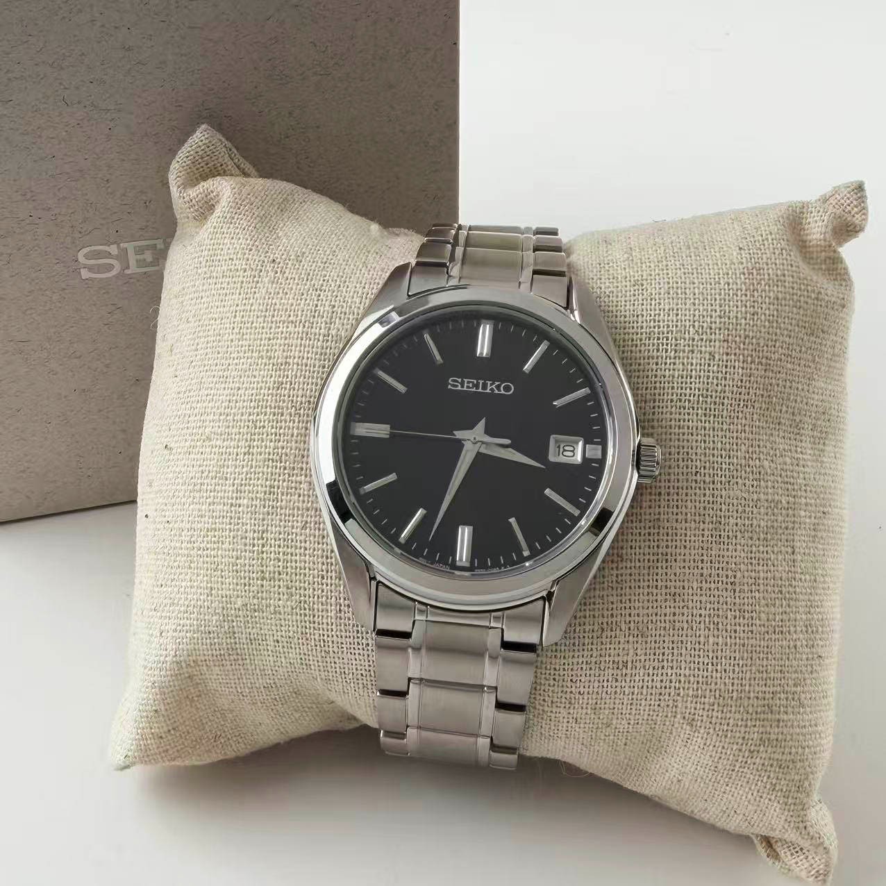 New Seiko Essentials SUR311 Black Dial Stainless Steel Men’s Quartz Watch 40.2mm
