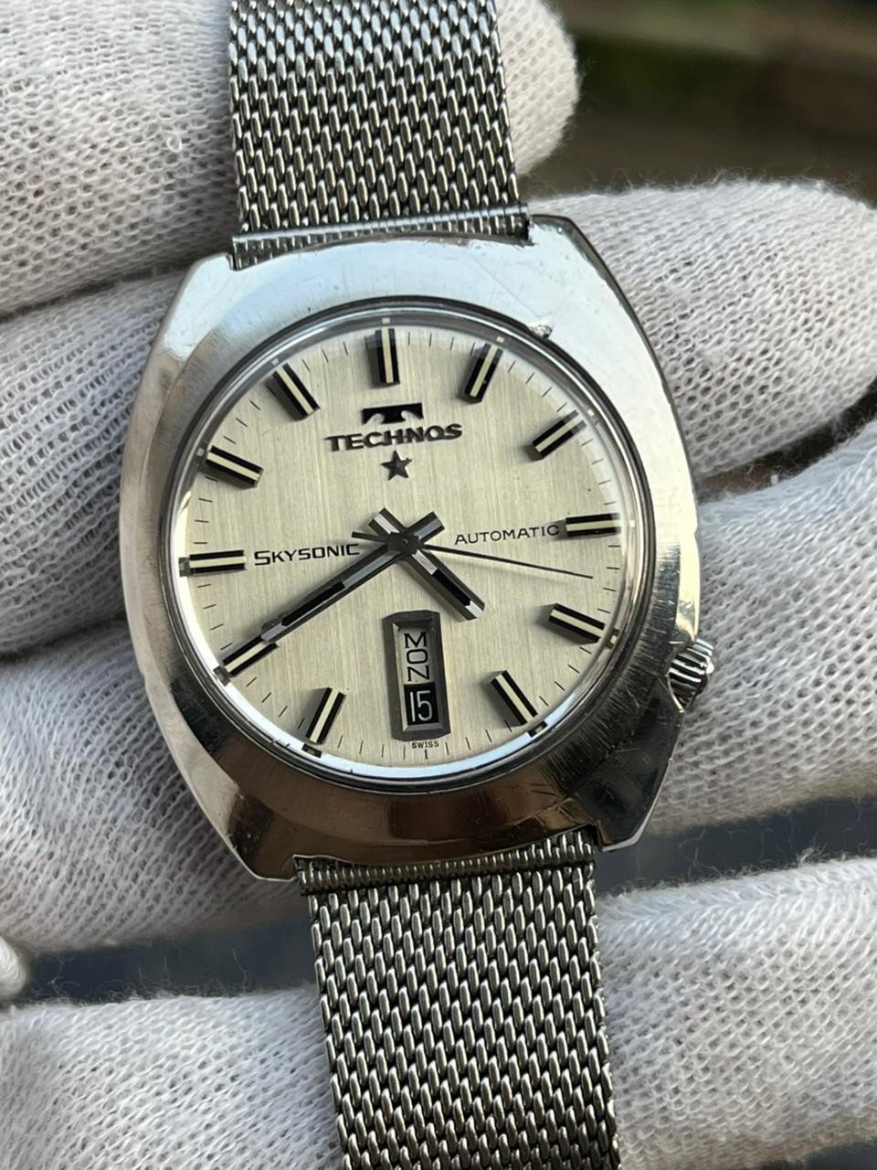 Technos Sky Sonic Automatic Swiss Made Day/Date Vintage Men’s Wrist Watch