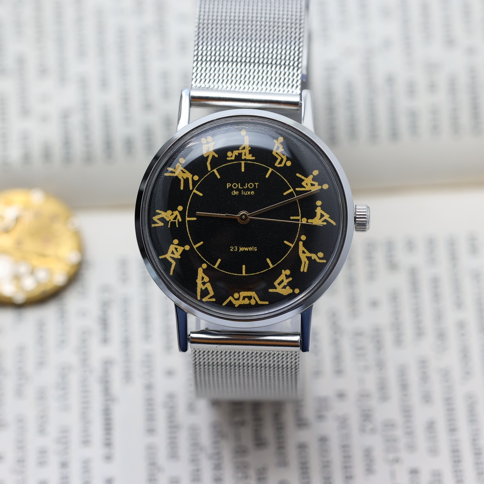 Poljot KAMASUTRA watch 23 jewels slim black classic mechanical watch