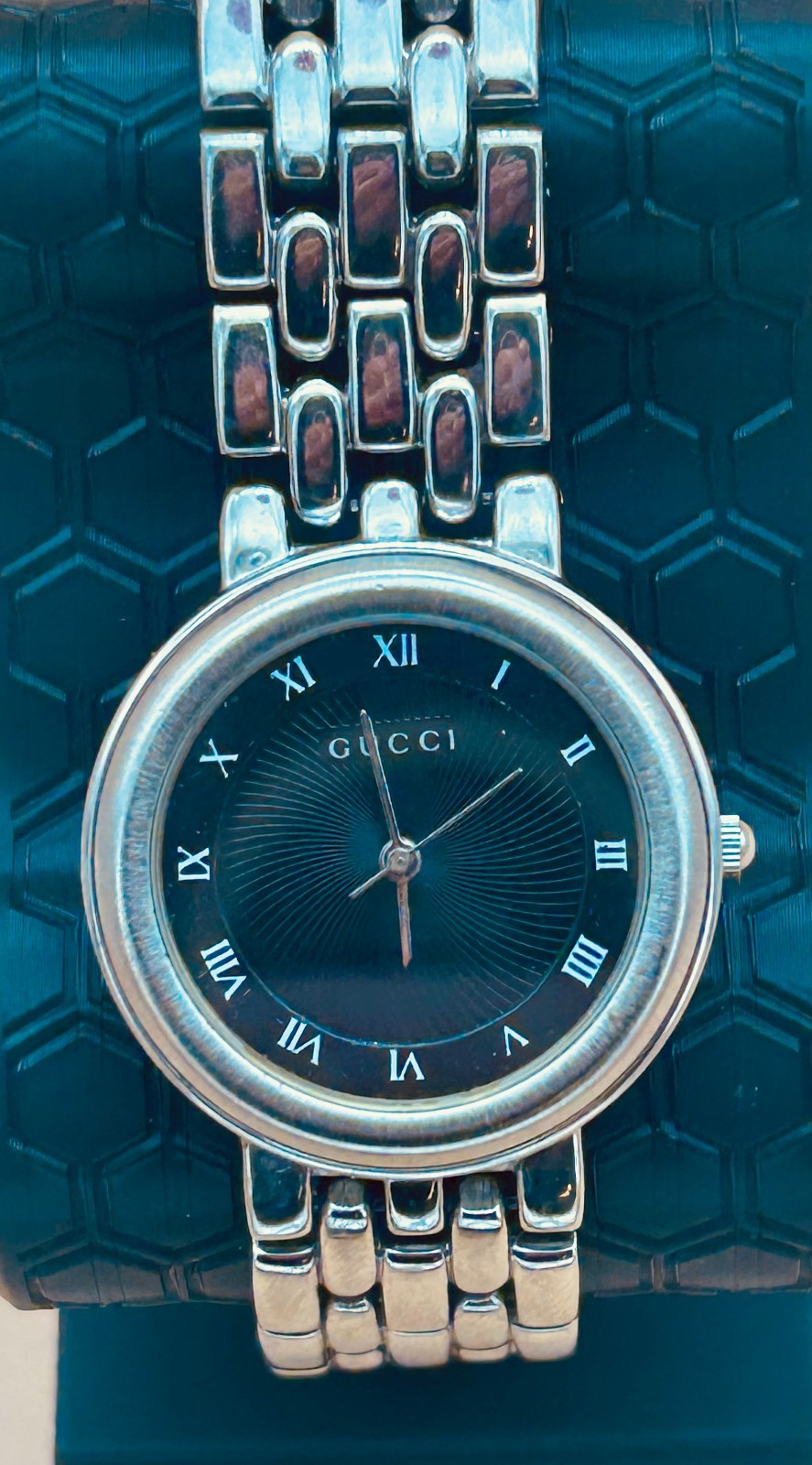 Gucci 5500M Stainless-Steel Black Dial Quartz Watch