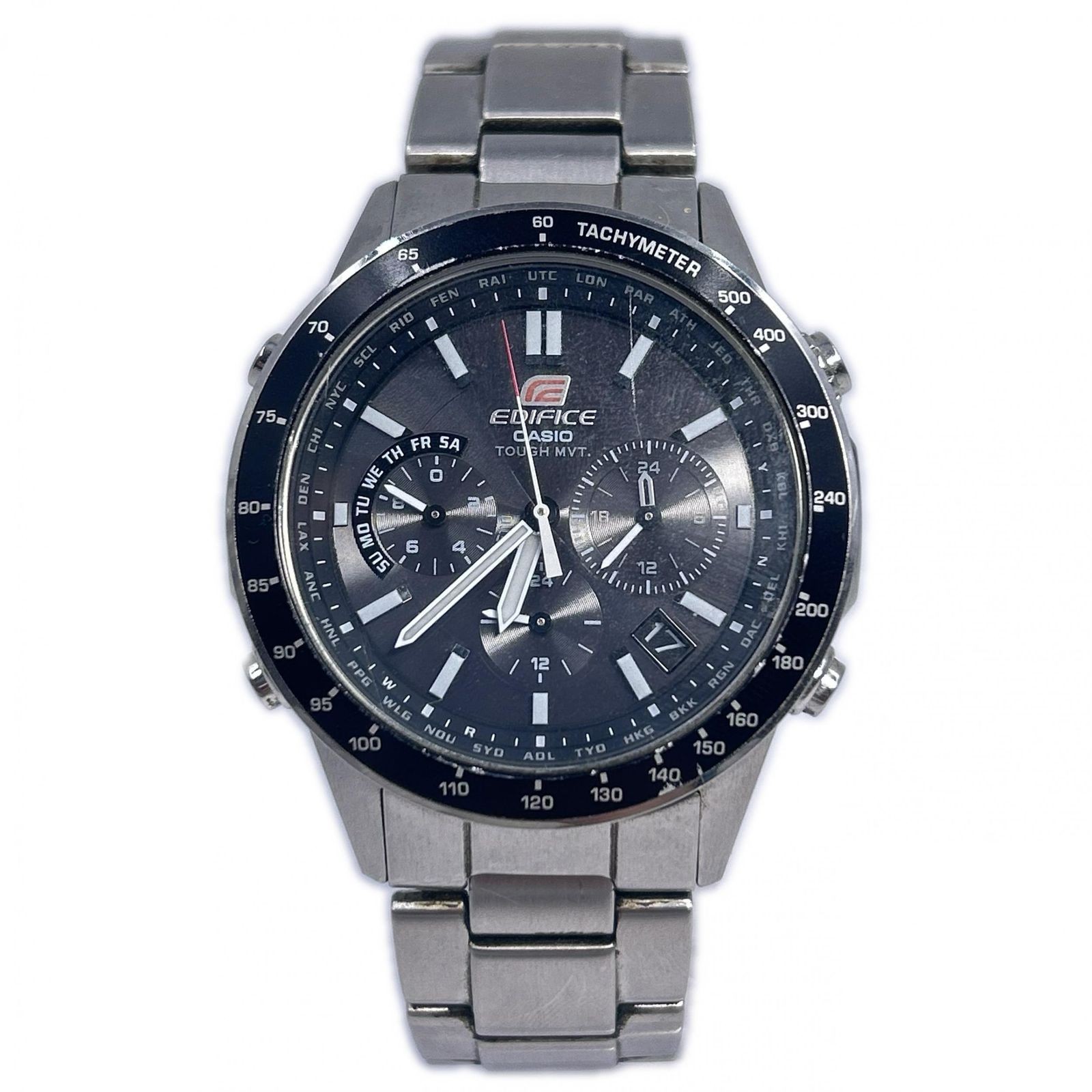 CASIO Wristwatch Radio Solar Model EQW 550 Men’s Stainless Steel Silver Black 51