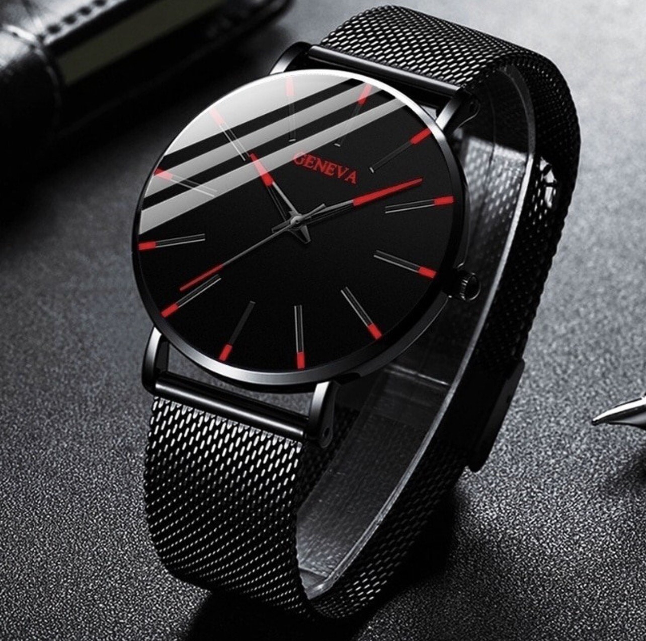 Watches Men’s Ultra Thin Business Mesh strap Quartz Watch uk Fashion