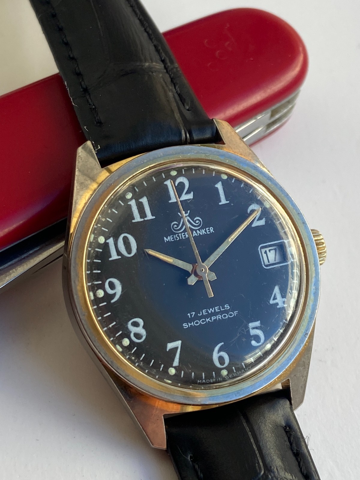 Vintage RARE MEN WRIST WATCH MEISTER-ANKER DATE GERMANY CAL. FE 140-1C KIENZLE