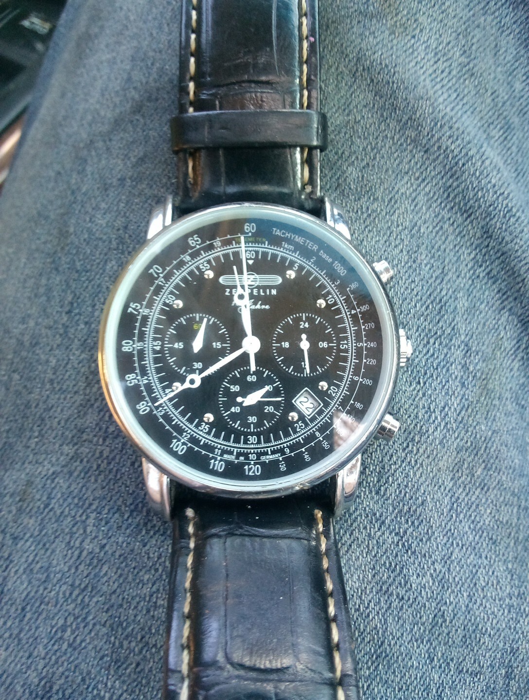 ZEPPELIN 100 YEARS 7680-2 QUARTZ WATCH SWISS RONDA MOVEMENT 50M WR BLACK DIAL
