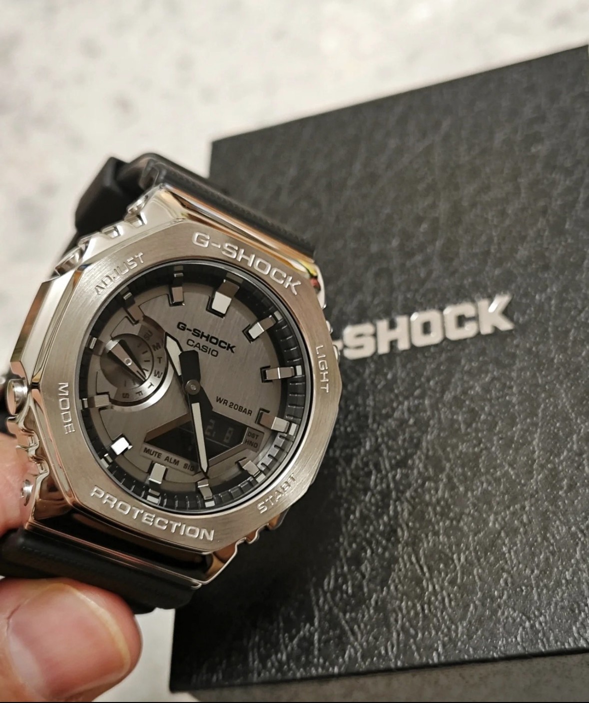 New Casio G-Shock GA2100 Silver Case Black Dial Quartz Watch Brand – With Box