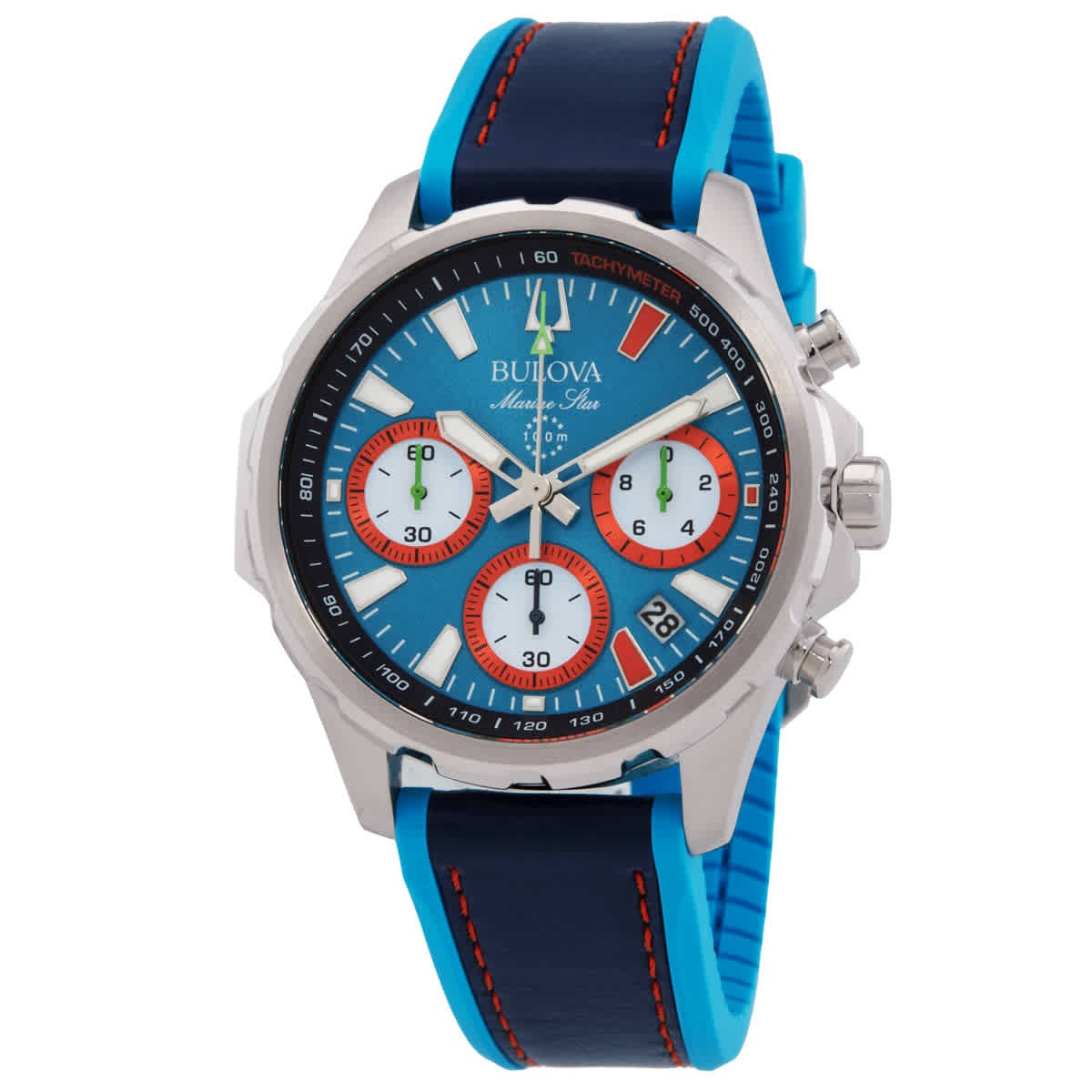Bulova Marine Star E1 Team Miami Chronograph Quartz Blue Dial Men’s Watch 96B460