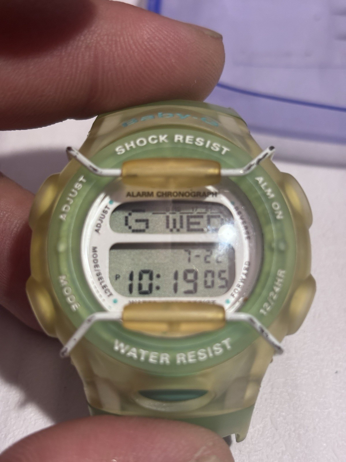 Vintage Casio Baby-G BG-142 1564 Digital Watch Green Translucent 10BAR