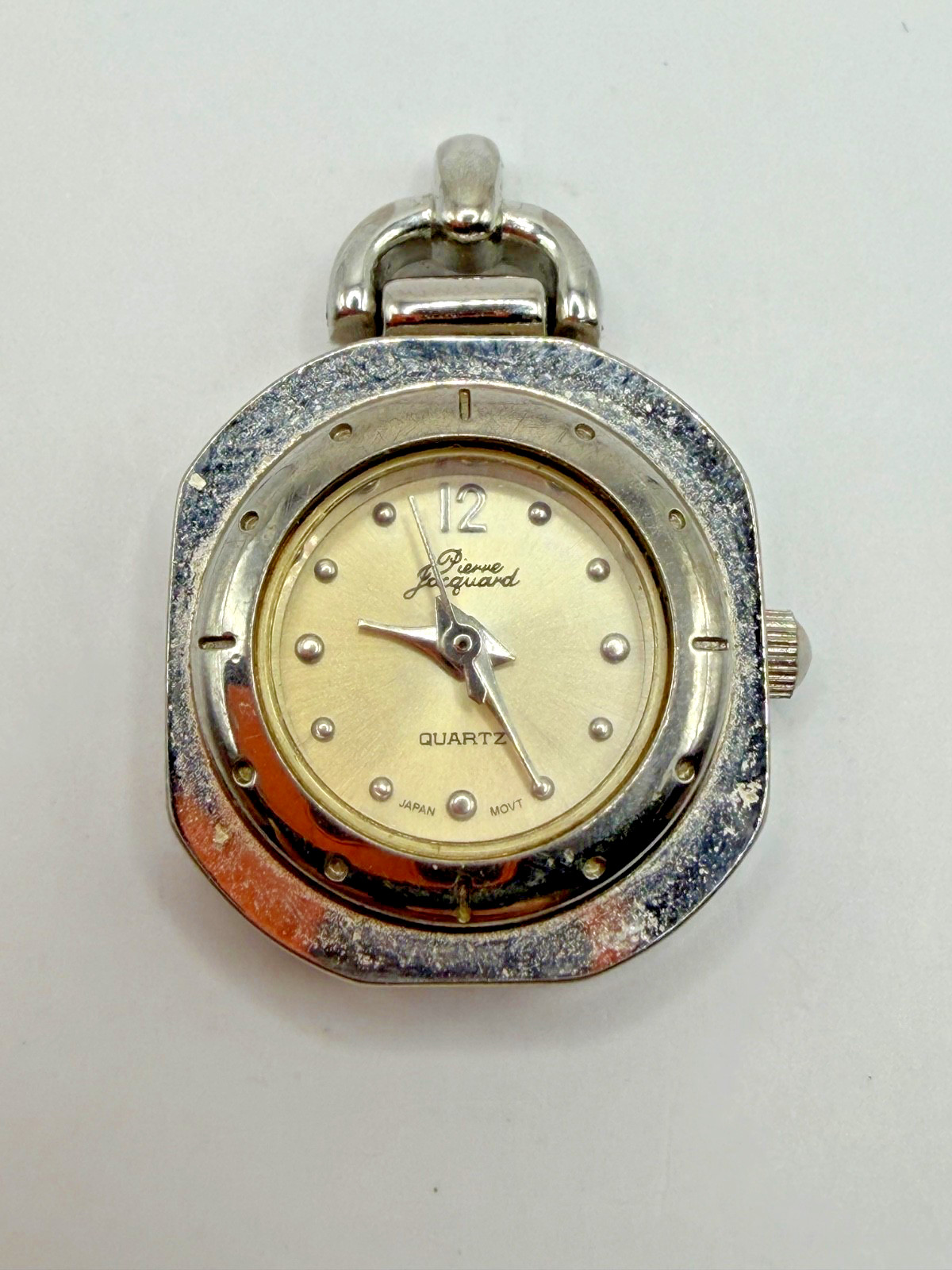 VINTAGE PIERRE JACQUARD WOMEN’S PENDANT WATCH WORKS SILVER GOLD TONE
