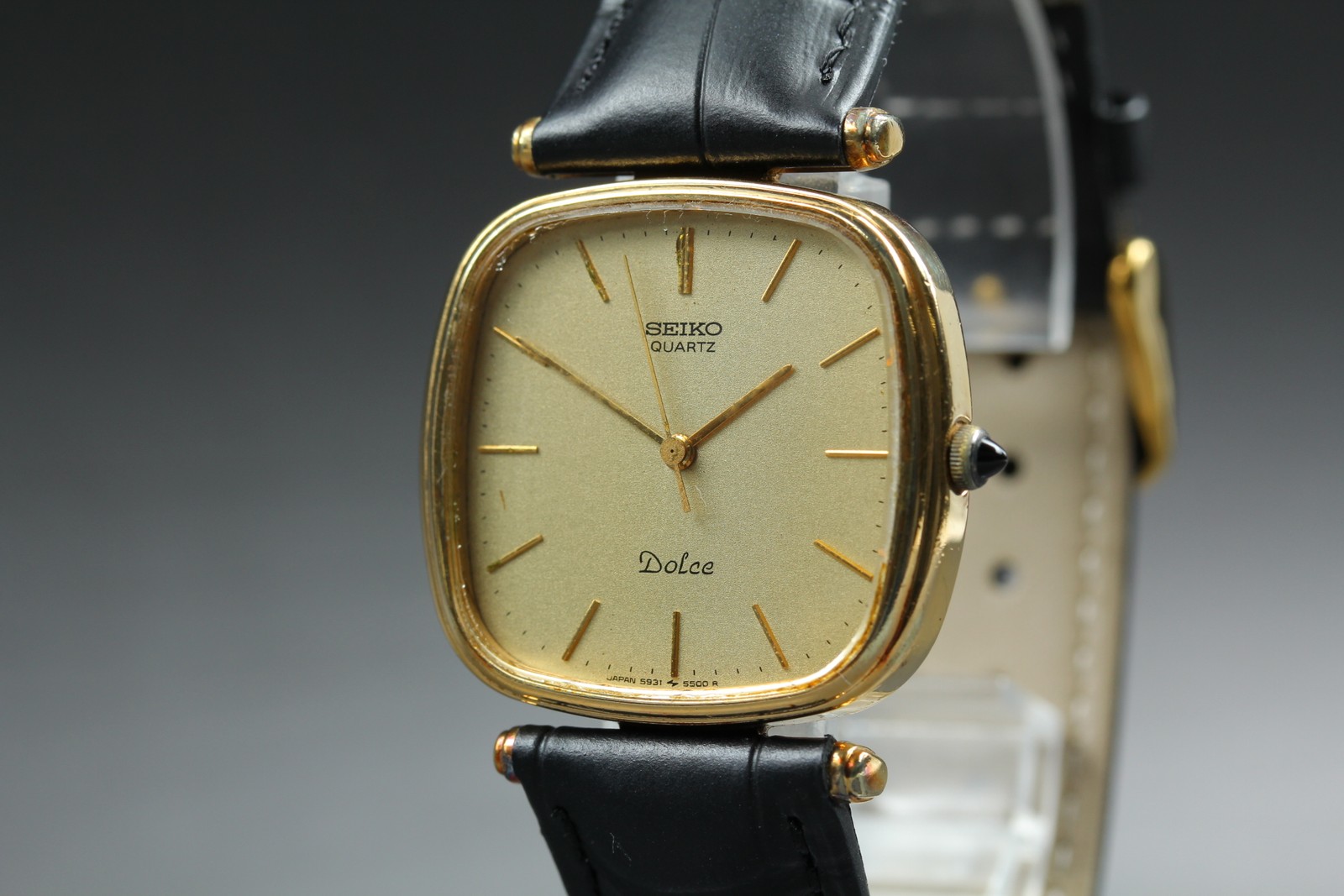 [Exc+5] SEIKO Dolce 5931-5400 32mm Gold Dial Quartz Men’s Watch from from JAPAN
