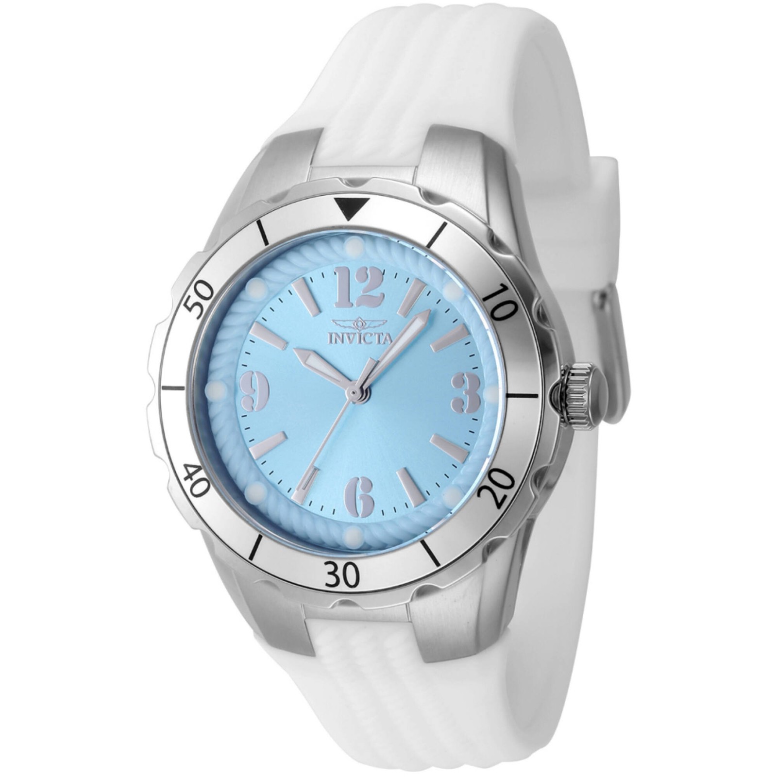 Invicta Women’s Watch Angel Quartz Light Blue Dial White Silicone Strap 48848