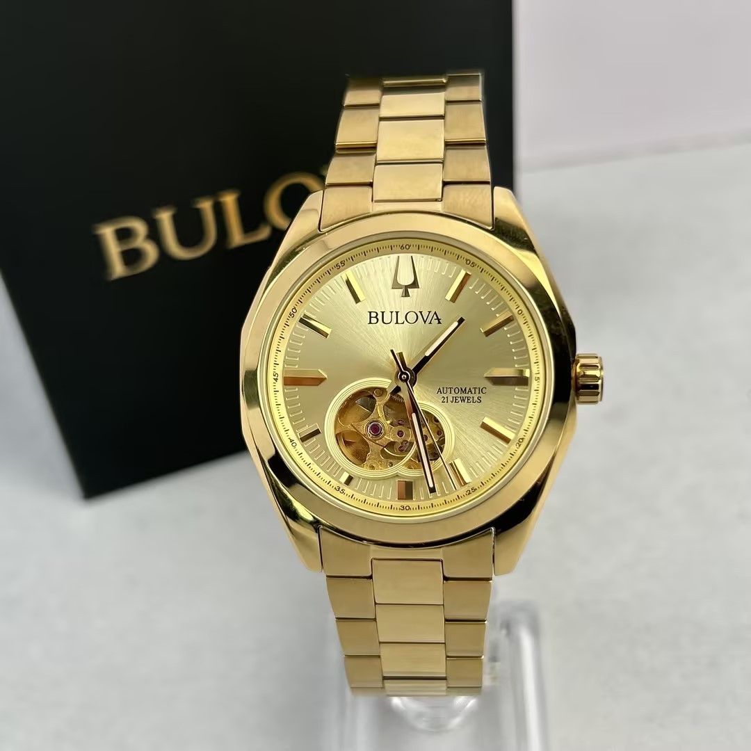 Bulova Surveyor 97A182 Automatic Gold Tone Dial Stainless Steel Men’s Watch 39mm