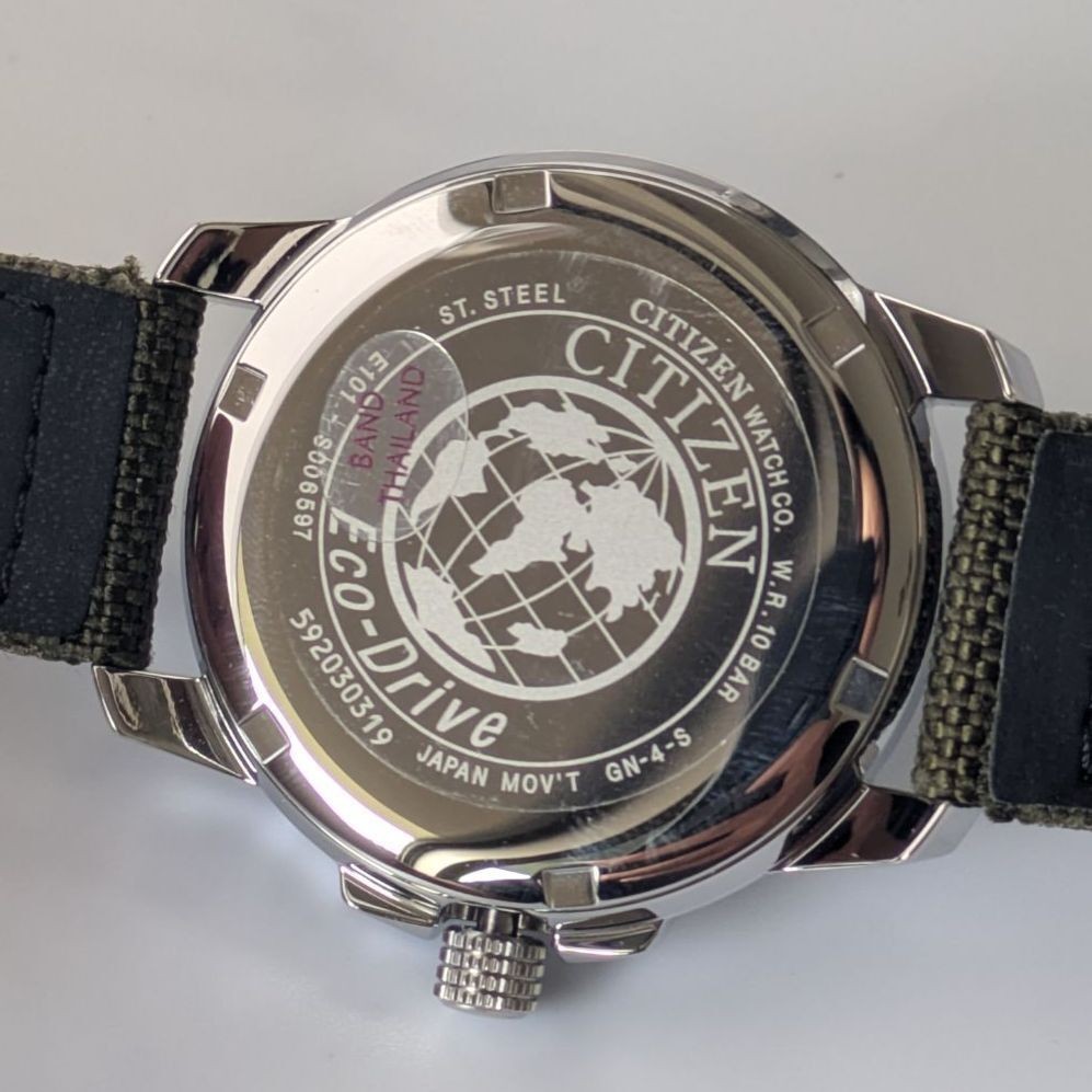 OH Completed Working CITIZEN Eco Drive BM8180 03E Solar Black Dial Military Canv
