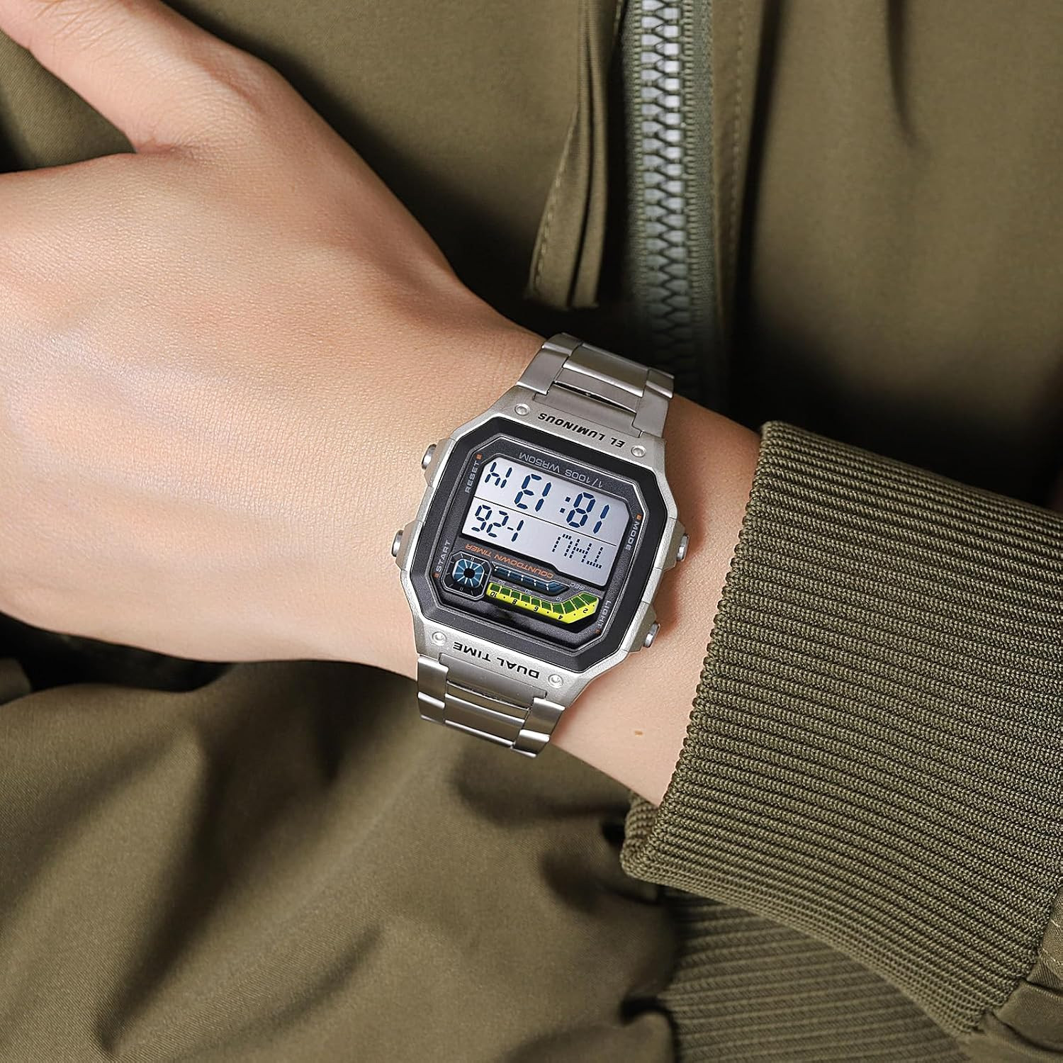 Men’S Digital Multi-Function Watches Dual Time Alarm Stopwatch Countdown Backlig