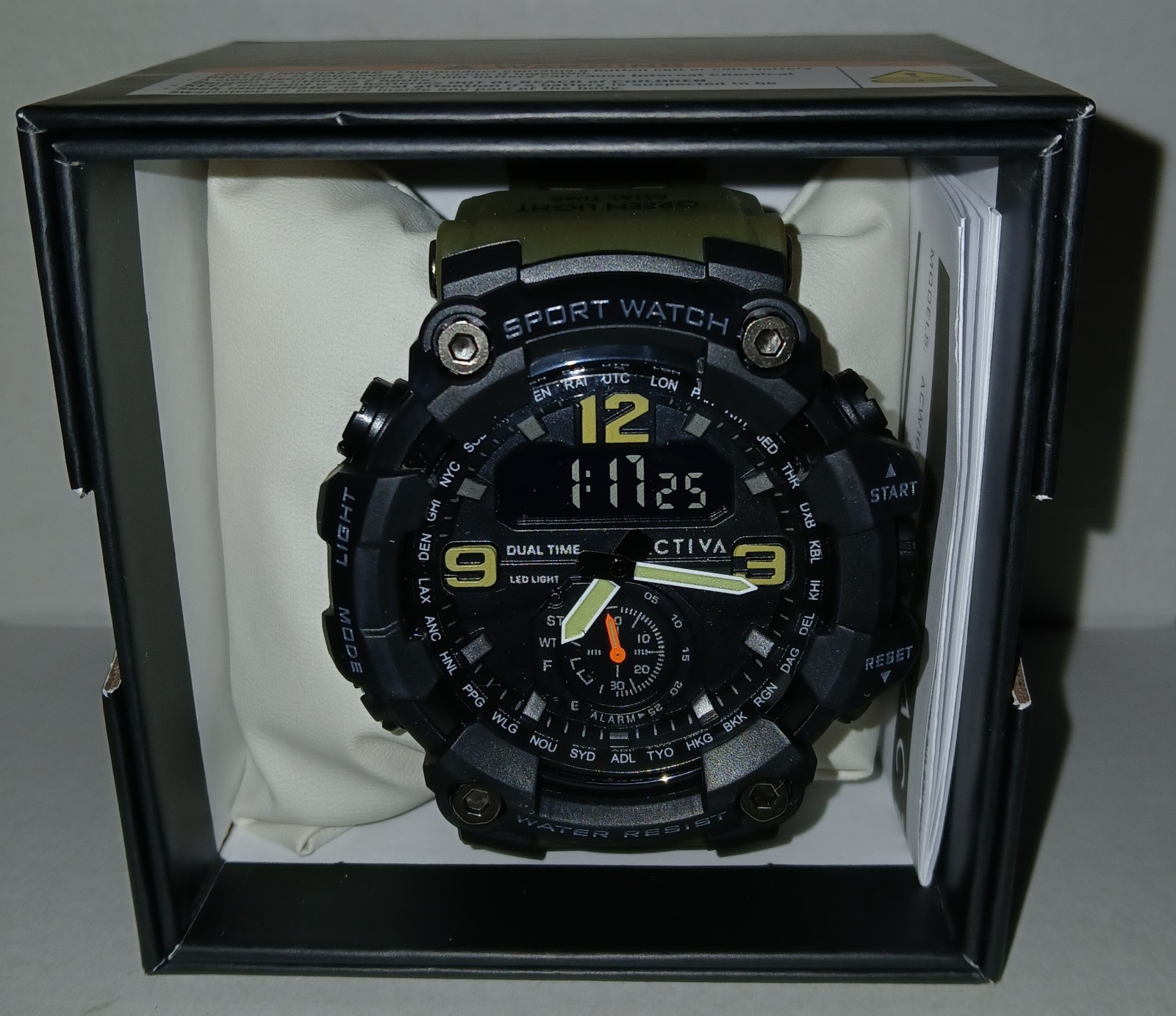 ACTIVA X BLACKOPS CHRONOTREK Men’s 56mm Digital Watch Army Green ACW1637-002 NEW