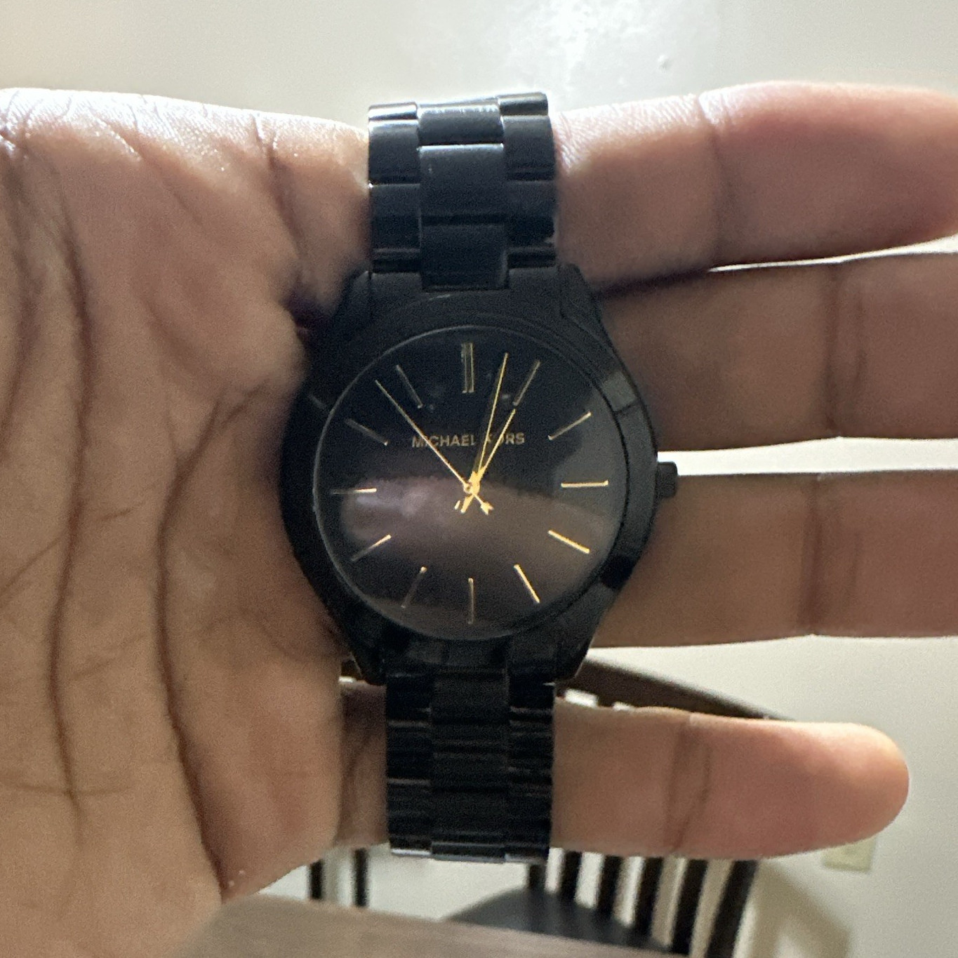 Michael Kors Slim Runway 42mm Black Stainless Steel Quartz Watch 50m WR