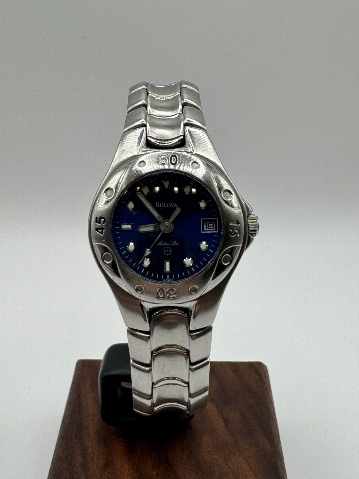 Neo Vintage Bulova Marine Star Midnight Blue Dial Ladies Watch Fresh Battery