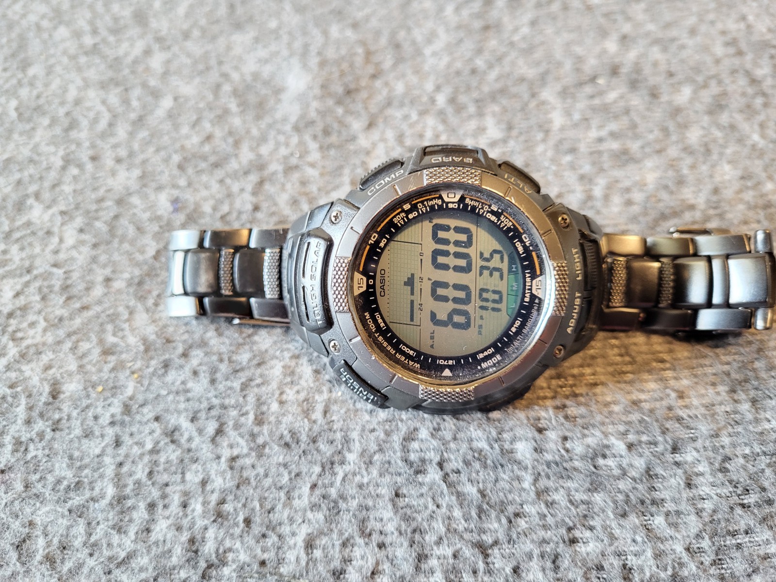 CASIO PRO TREK TOUGH SOLAR DIGITAL WATCH PRG-80YT BLACK 10 BAR – TITANIUM-WORKS!