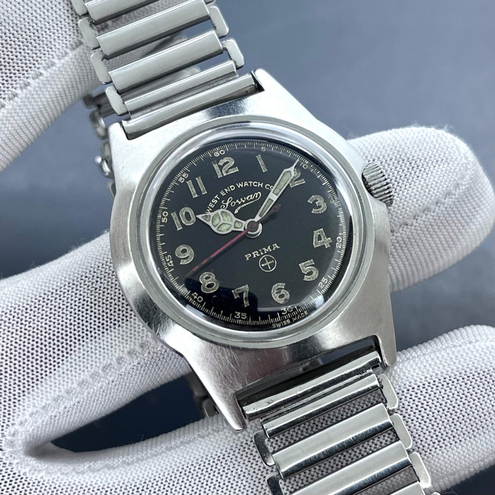 Vintage West End Sowar Prima Arabic Numeral Dial Manual Wind Swiss Watch Cal 371