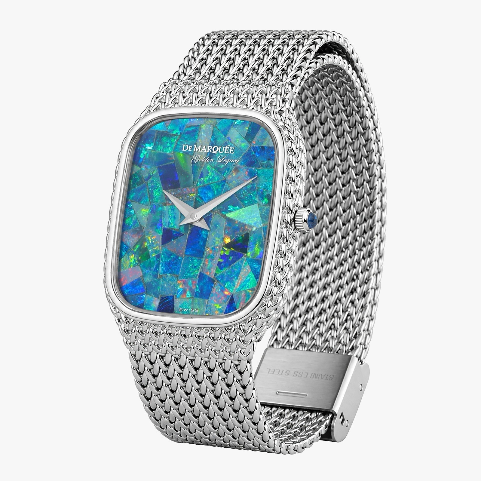 De Marquée Aurora Prism Opal Dial – Sterling Silver Case – Swiss Quartz