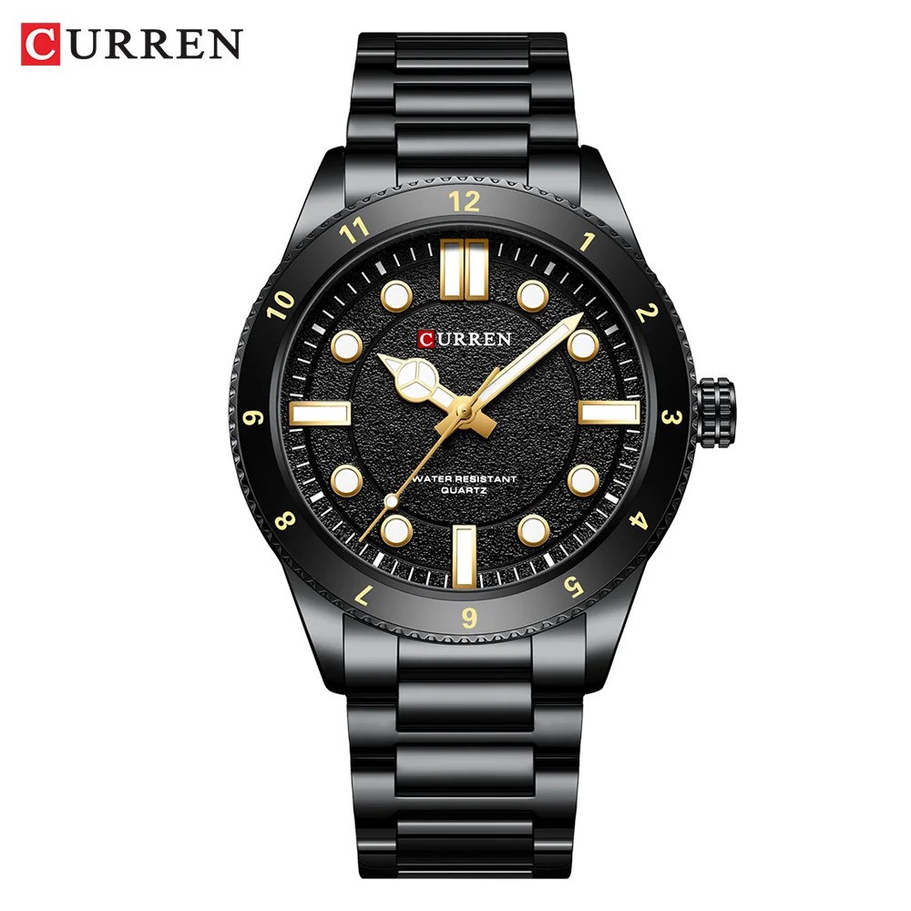 CURREN Men Quartz Watch Stainless Steel Band Waterproof Classic Date Luminous