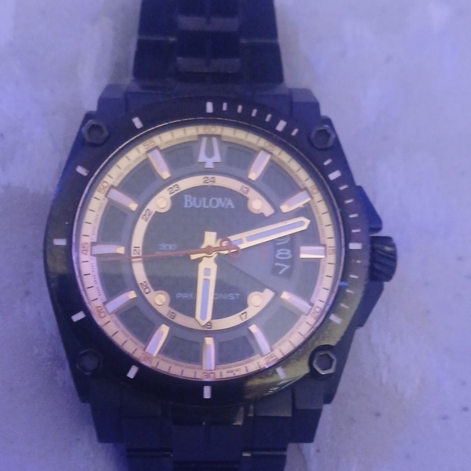 Bulova Precisionist Diver 300m 47mm Quartz Date Black Stainless Steel Watch