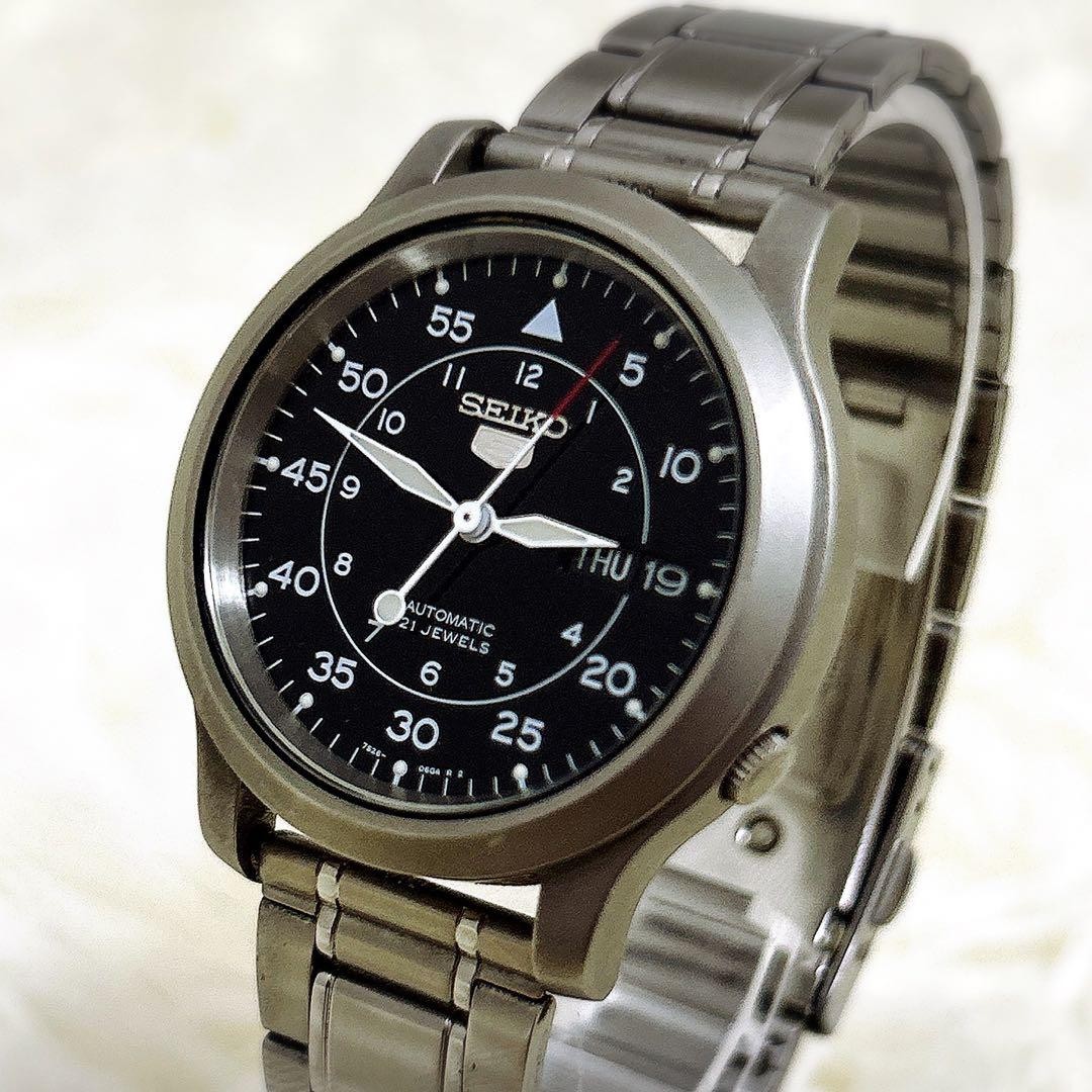 SEIKO 5 automatic 7S26 02J0 day date black working From Japan