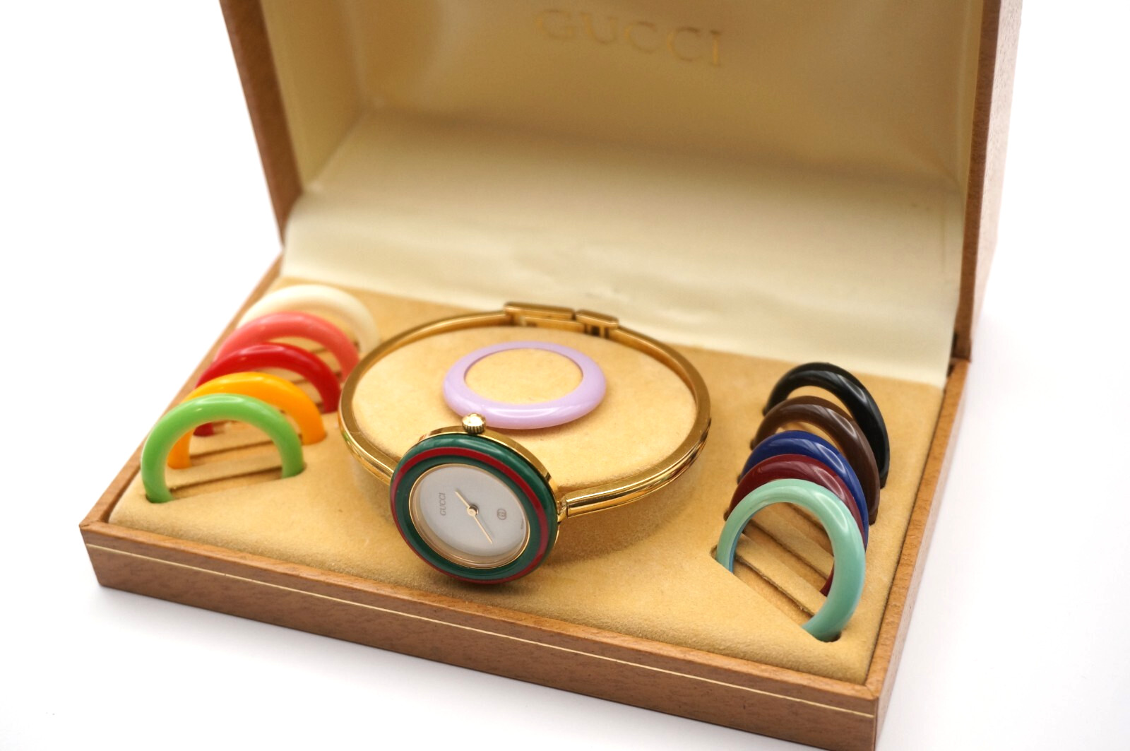 [Excellent +5] Gucci Change Bezel 11/12 Colors White / Gold Dial Watch Box