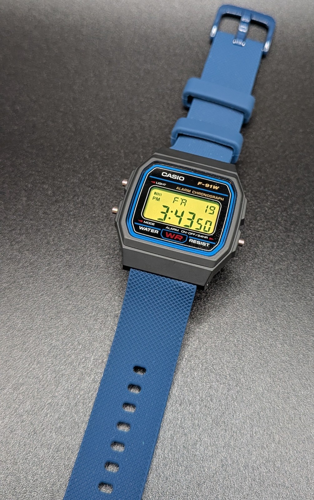 Casio F-91W “Volt Blue” Digital Watch Custom Build Vintage Yellow Green