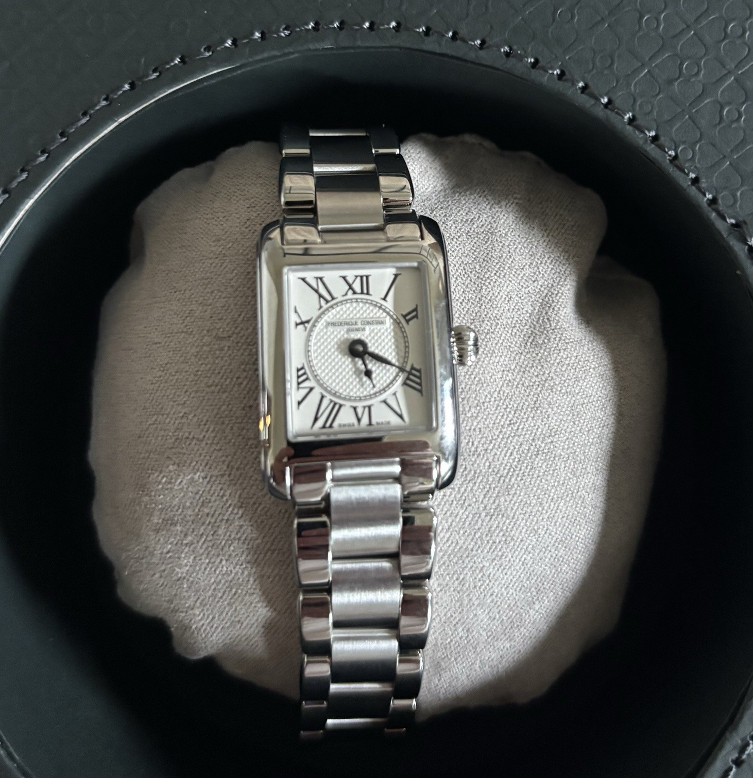 Frédérique Constant Classics Carrée Ladies Quartz Roman Silver Dial Steel Box
