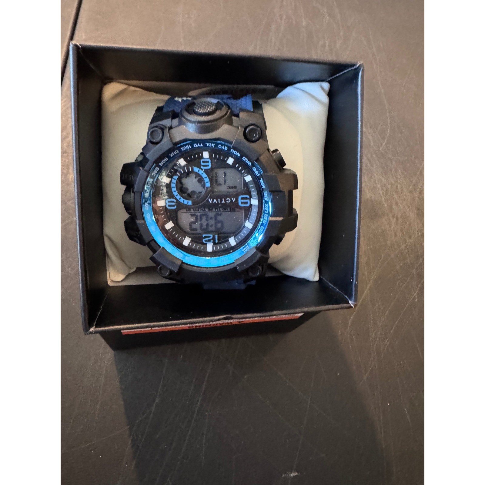Activa Mens Digital Analog Sport Watch Black Blue Rugged Tactical Wristwatch Box