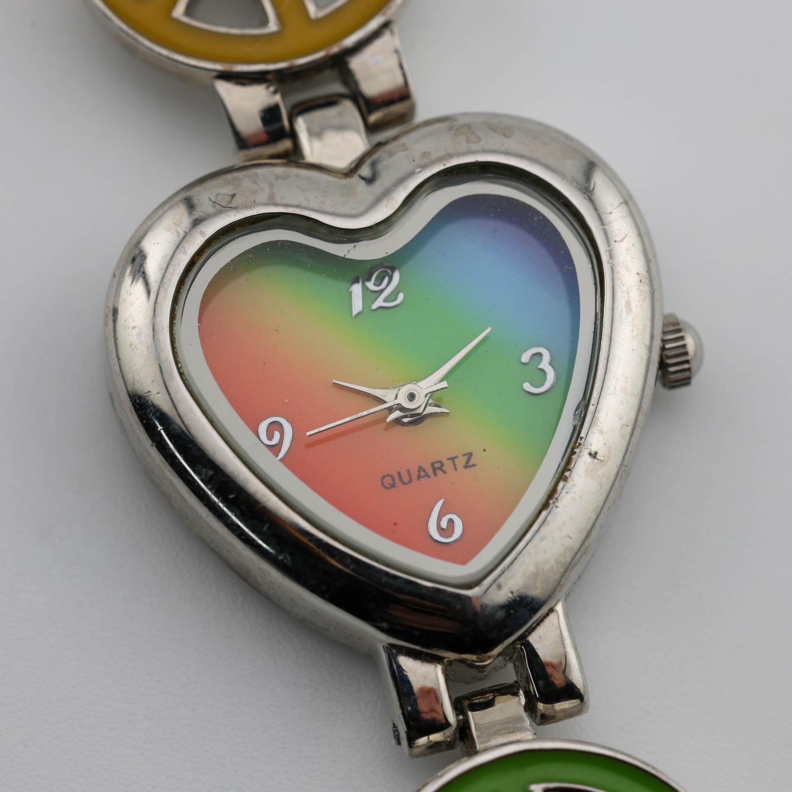 ACCUTIME WATCH CORP. #S271 Heart Shape Quartz Women’s Watch Sz. 7″ New Battery